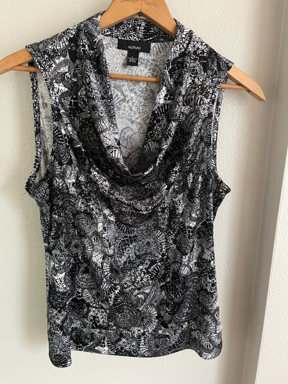 Alfani Pattern Cowl-Neck Sleeveless Blouse